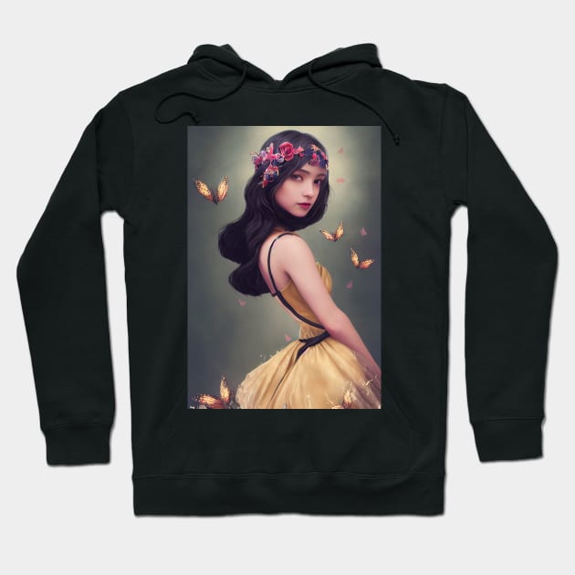 Beautiful girl with butterflies Hoodie by ai1art